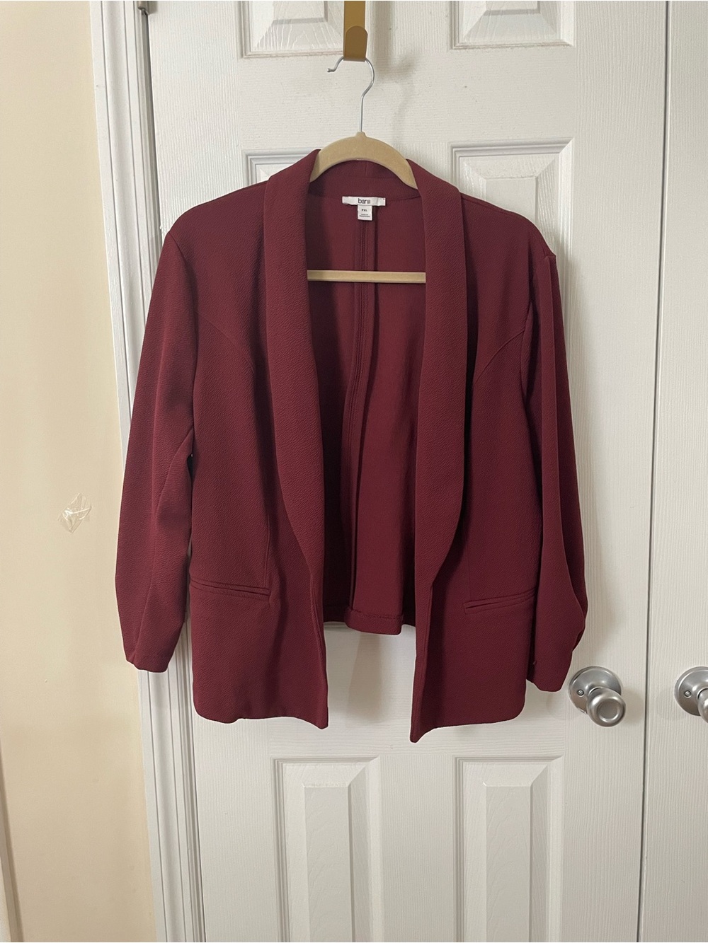 Bar III Petite Women's Open-Front Burgundy Blazer